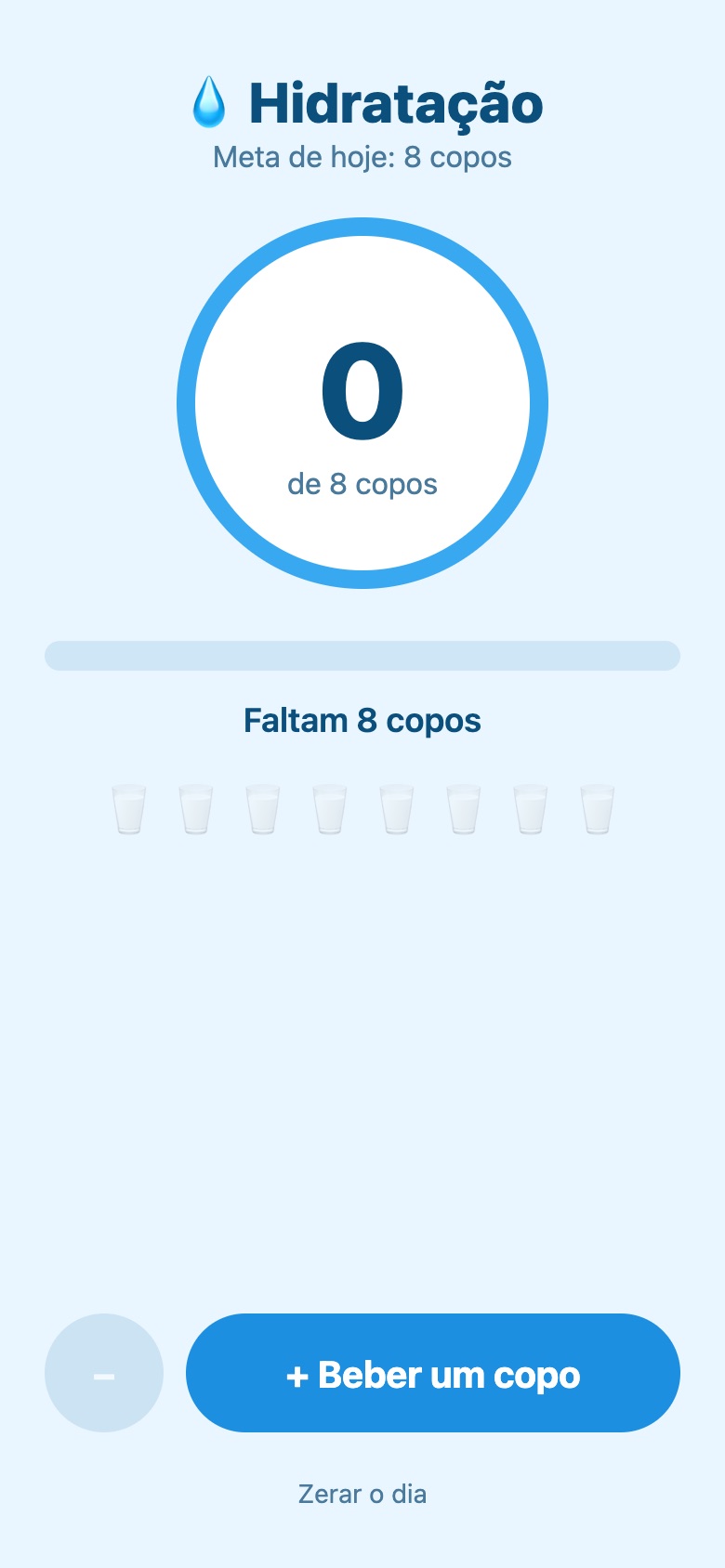 Copos de água do dia