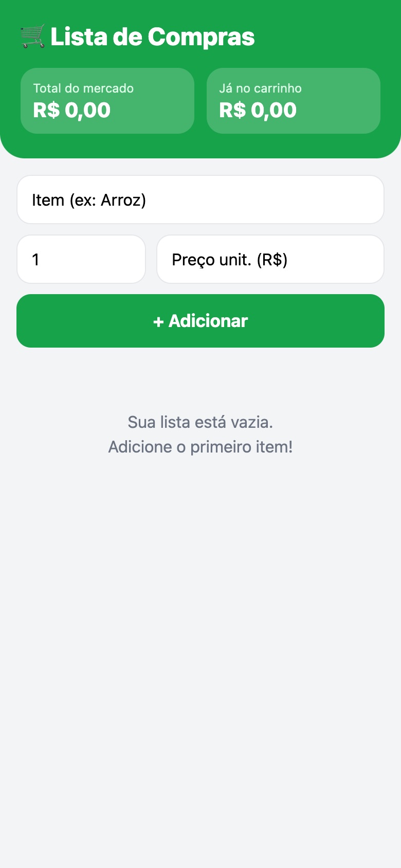Lista de compras com total